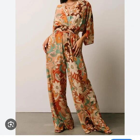 Baltic Born Pants - NWT Baltic Born Rhapsody Retro Mod Jumpsuit Wide Leg Hippie